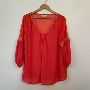 Umgee Coral Dot Blouse